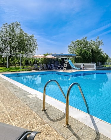 Exterior pool photoshoot of Orange Grove villa in Nafplio