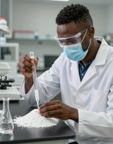 Workers inspecting mineral samples in a modern laboratory environment.