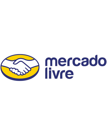 Mercado Livre logo featuring a blue and yellow handshake icon for e-commerce services.