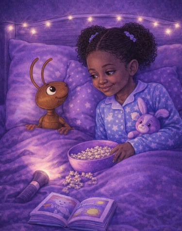 Daisy and Shaman having a sleep over pay, chatting in bed about their discoveries