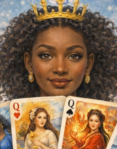 their teacher revealing the cards.