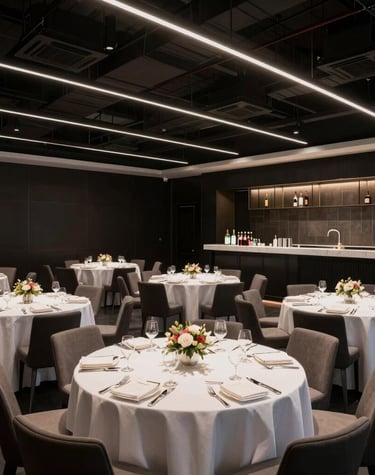 Historic exterior view of the Cabildo y Juramento Eventos complex surrounded by trees