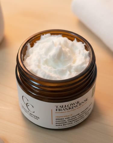 whipped tallow in amber jar