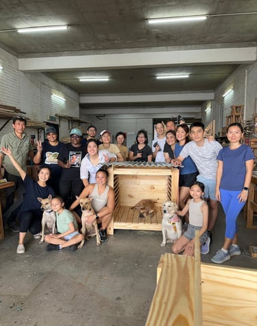 Participants from young and old completed a dog shelter in this 6 hours workshop