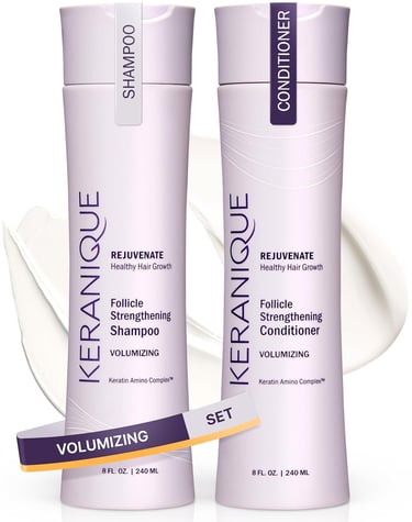 Keranique Volumizing Shampoo & Conditioner Set for Hair Repair, Growth & Thinning Hair Support – Ker