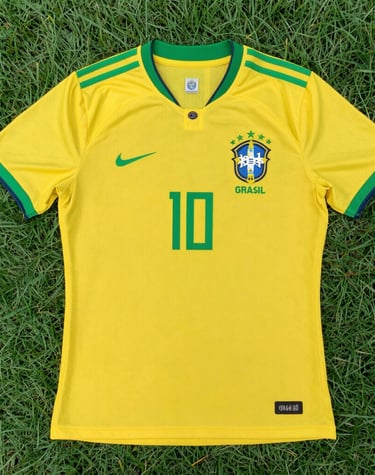 A vibrant summer dress displayed on a mannequin against a soft pastel background.