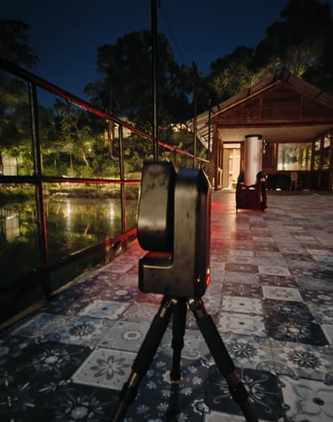 A guest using the Seestar S50 smart telescope during a stargazing session in Kaziranga National Park