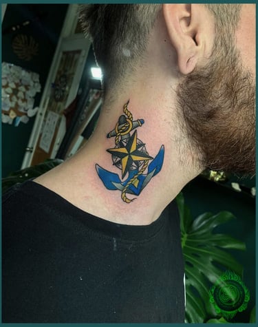 oldschool anchor tattoo by MaxDuong Tattoo in Da Nang