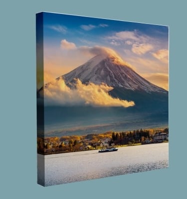 Canvas Media Printing with a mountain and lake scenery