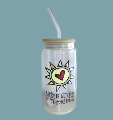 Soda Glass with designs with UV stickers
