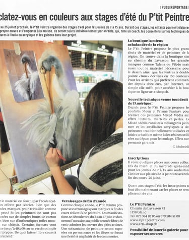Eclatez-vous en couleurs aux stages d'été au P'tit Peintre