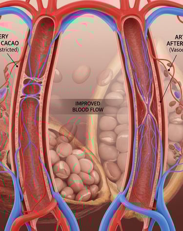 Blood flow when cacao is used