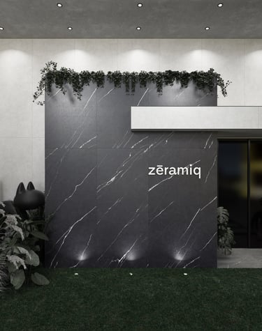 Fachada de quinta de lujo revestida de porcelanatos monoliticos por Zeramiq