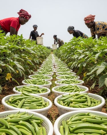 Agriculture de gombo et autres, assez naturelle et frais