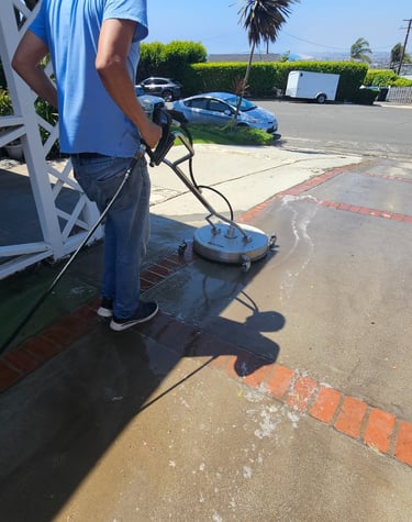 power washing using a surface cleaner a driveway