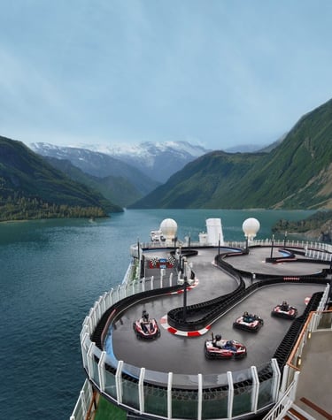 Go Karts on cruise ship going thru Alaska
