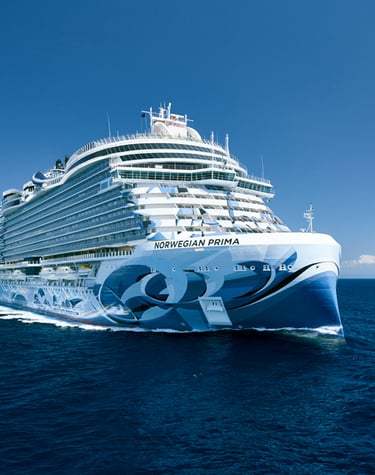 Norwegian Prima cruise ship in a transatlantic voyage