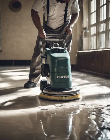 Man scrubbing floor