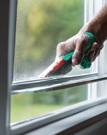 window being cleaned