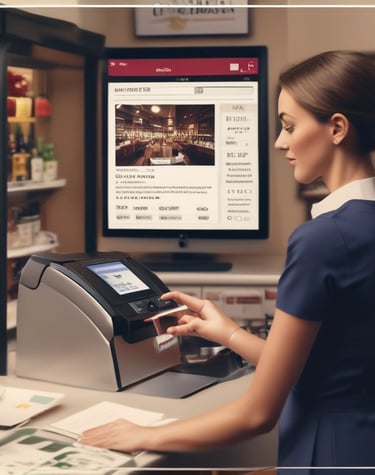 Photo of a retail store using Kitman’s electronic billing system at the cash register.