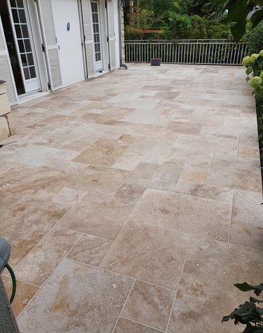 terrasse en travertin normandie