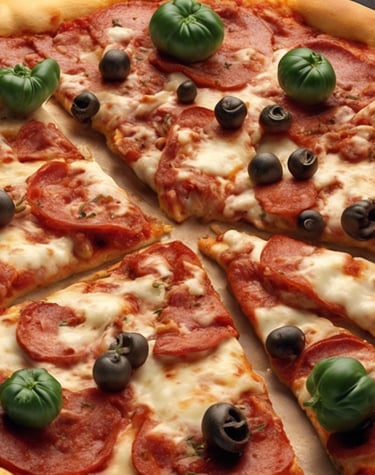 pizza pepperoni y olivas negras