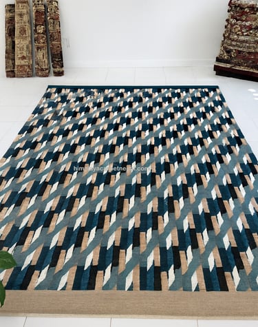 Custom bespoke handmade rugs crafted in Nepal – geometric design-Himalaya Carpet Industries