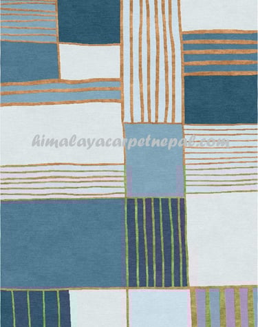 Handmade Nepalese Carpet with Geometric Elegance - Artisanal Design