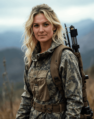 badass woman hunter in camo
