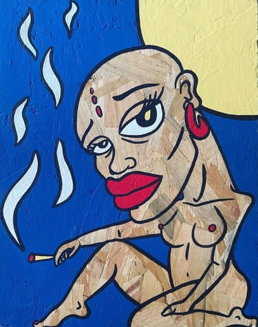 Peinture acrylique sur bois de récupération - 1SO