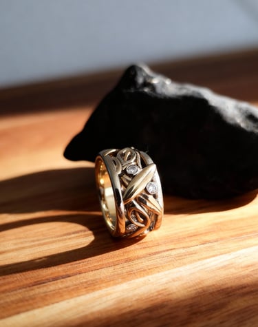 Family piece, using heirloom diamonds and set in 14kt gold