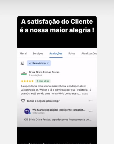 Cliende de maior empresa de brinquedos de Santa rita valando com 5 estrelas o serviço da aqv