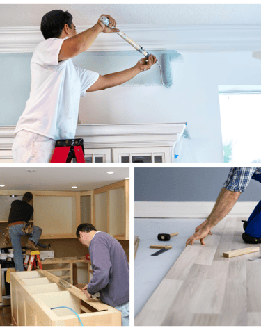 a man is painting a wall with a roller brush