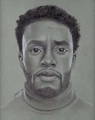 a drawing of Chadwick Boseman, American actor