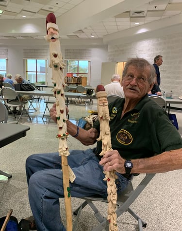 Hand carved Santa canes