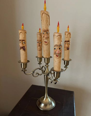 Carved candles by Jim Oehmke
