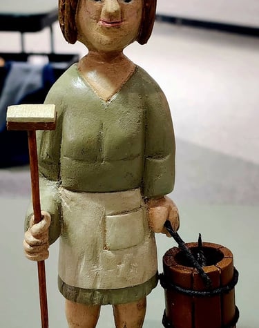 The Cleaning Lady Sister Carved by Ron Gonyea 