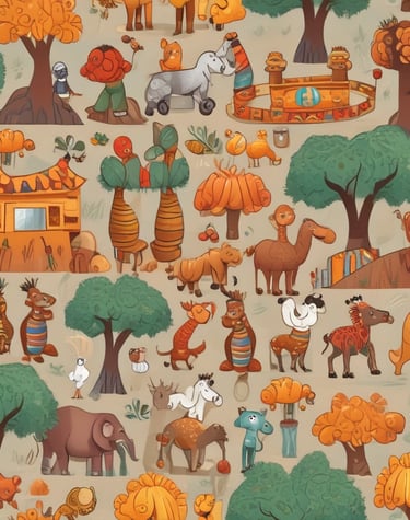 A vibrant image showcasing children playing educational language games.