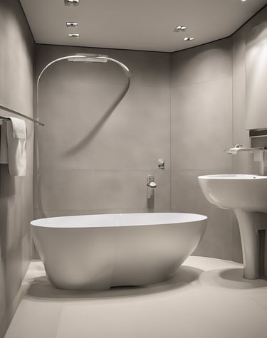 Numerous air conditioning units are densely packed on the exterior wall of a multi-story building. The image shows a very urban setting, with a grid-like arrangement of metal platforms supporting the units. Adjacent to this setup is a zigzagging metal staircase, leading to various floors of the building. The overall appearance is industrial and cluttered.