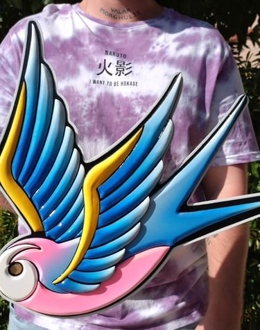 Hirondelle sculptée