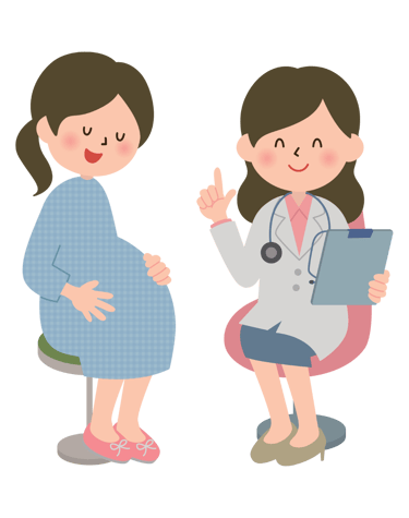 femme enceinte en consultation qui écoute les conseils et qui fait un entretien post natal