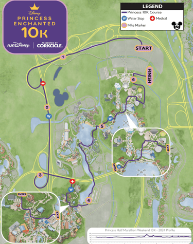 2024 runDisney Princess Enchanted 10K Course Map