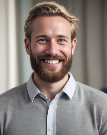A young child wearing a school uniform with a green-striped tie and a shirt marked 'KG' sits in an indoor environment with colorful backgrounds. The child has a playful expression, with one hand resting on a bright red toy.