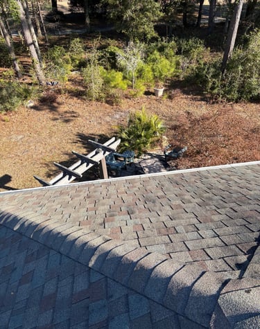 a gutter system and pergola