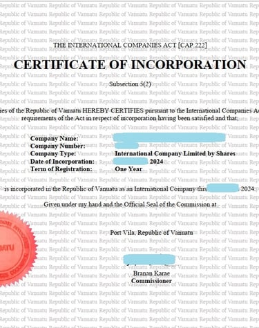Vanuatu International Company Registration License