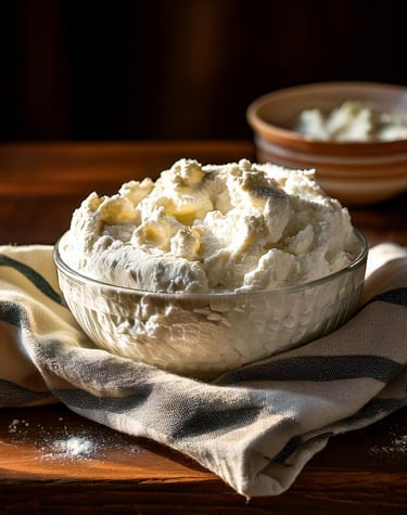 a bowl of paneer, cream cheese, homemade