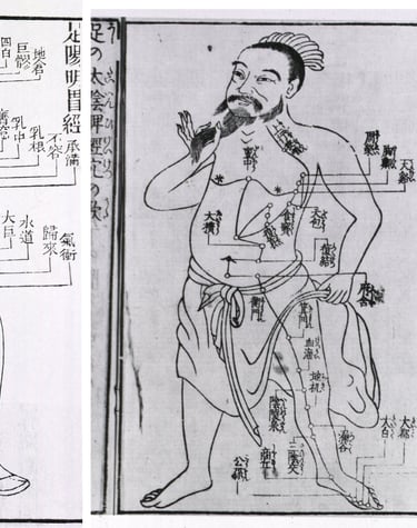 schéma ancien des méridiens d'énergétique chinoise