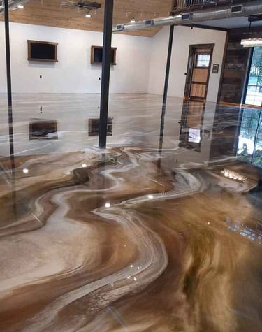 Metallic Epocxy Floor in Grand Island Home
