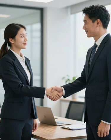 Close-up image of hands exchanging products symbolizing import and distribution services.