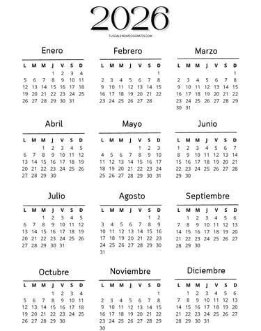 calendario anual 20026 minimalista Cloud Soft para imprimir en pdf tamaño A4 vertical